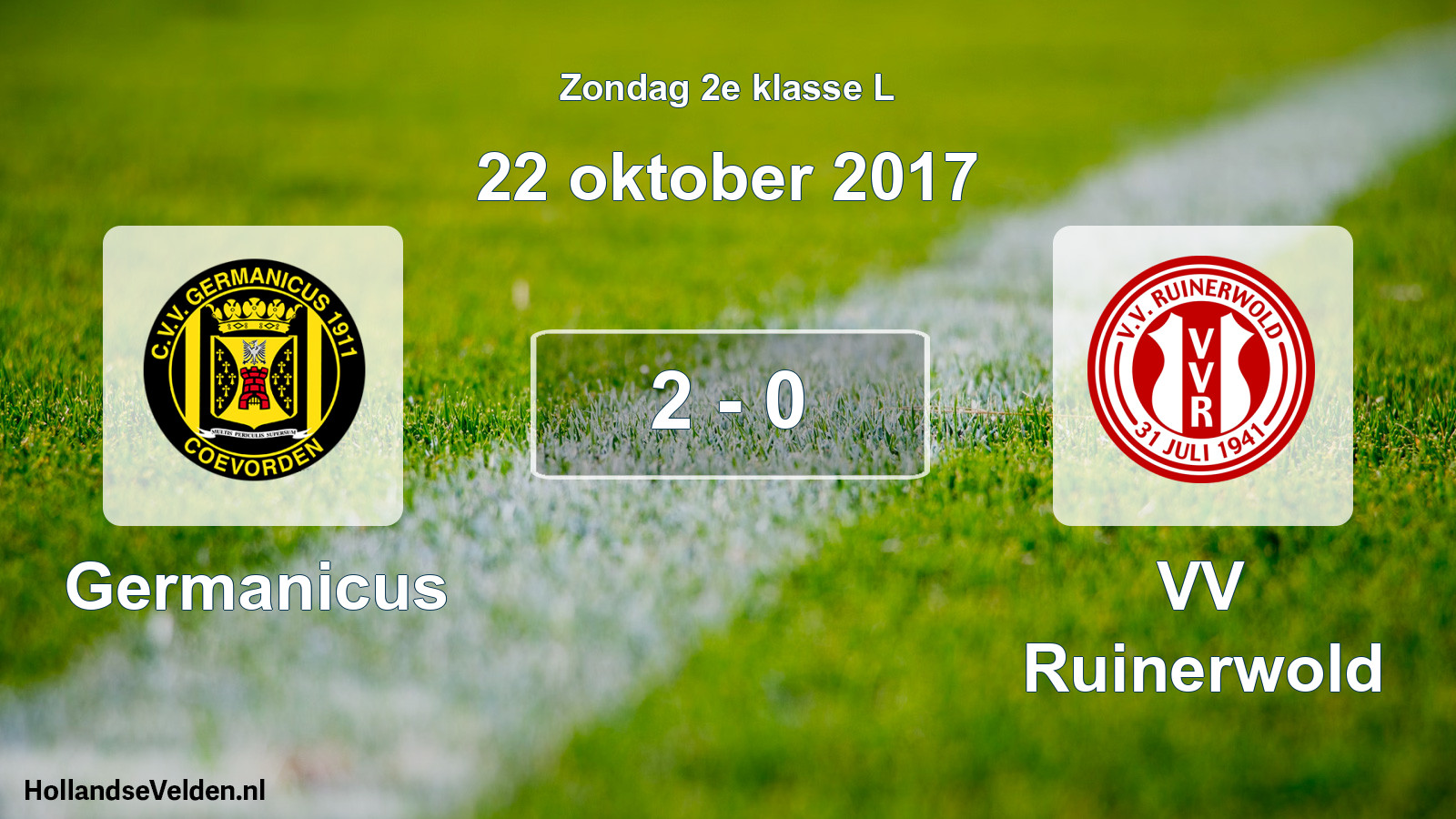 Total number of matches played: Germanicus - VV Ruinerwold 2 - 0 (22 October 2017)