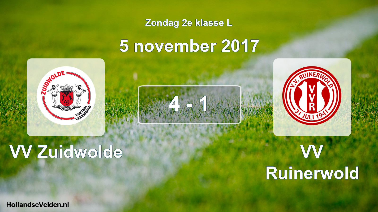 Total number of matches played: VV Zuidwolde - VV Ruinerwold 4 - 1 (5 November 2017)