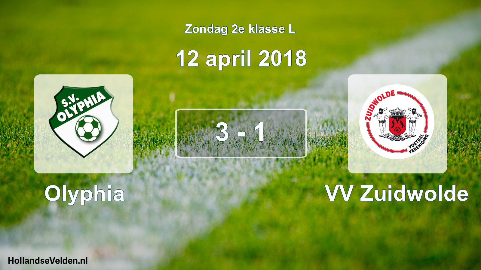 Total number of matches played: Olyphia - VV Zuidwolde 3 - 1 (12 April 2018)