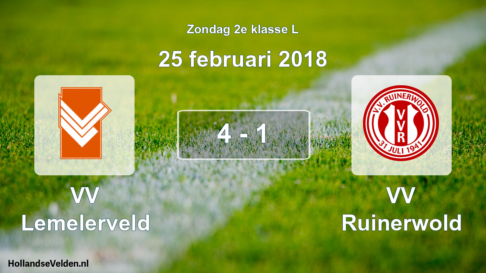 Total number of matches played: VV Lemelerveld - VV Ruinerwold 4 - 1 (25 February 2018)
