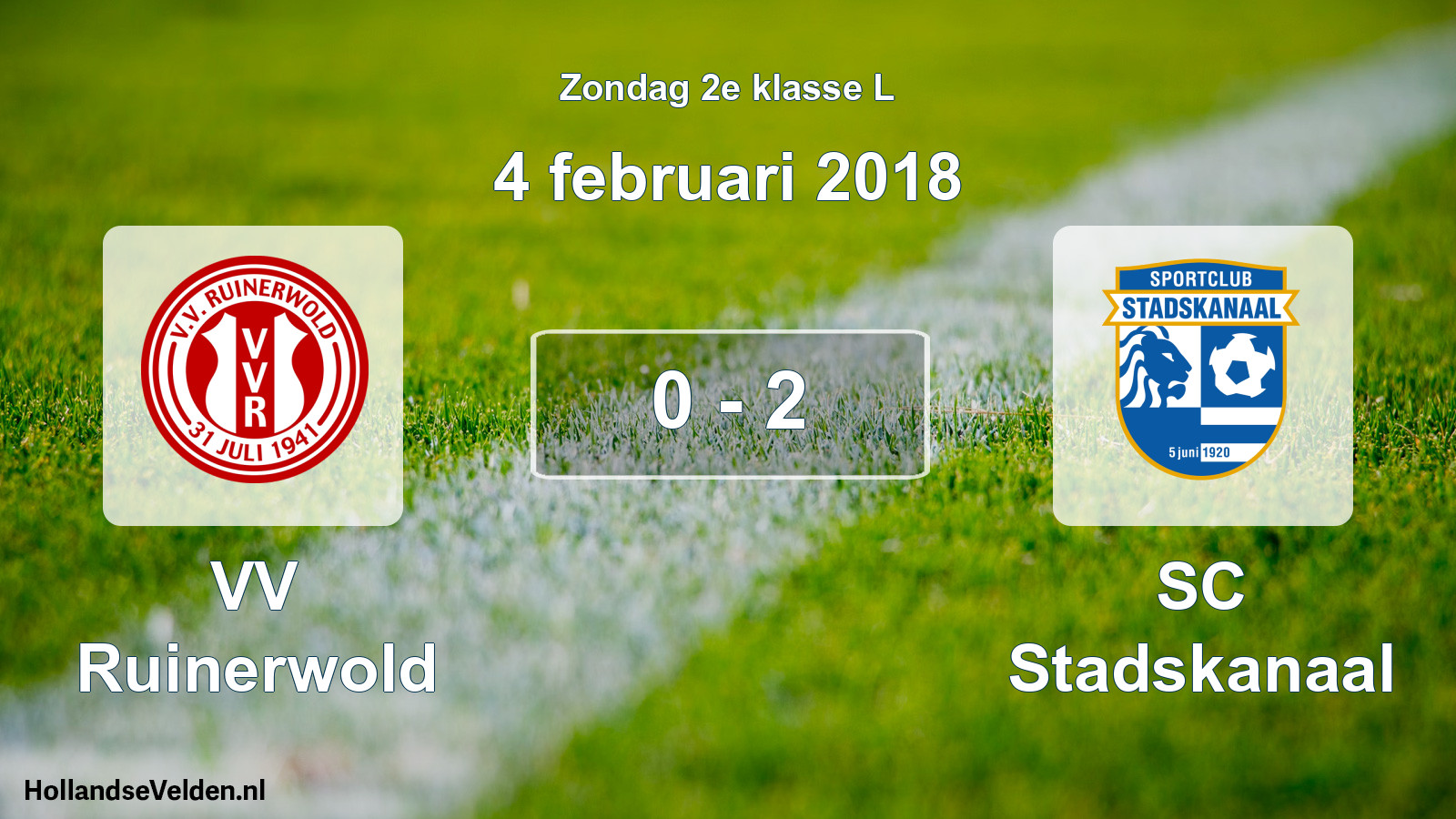 Total number of matches played: VV Ruinerwold - SC Stadskanaal 0 - 2 (4 February 2018)