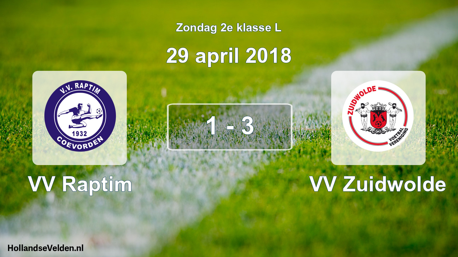 Total number of matches played: VV Raptim - VV Zuidwolde 1 - 3 (29 April 2018)