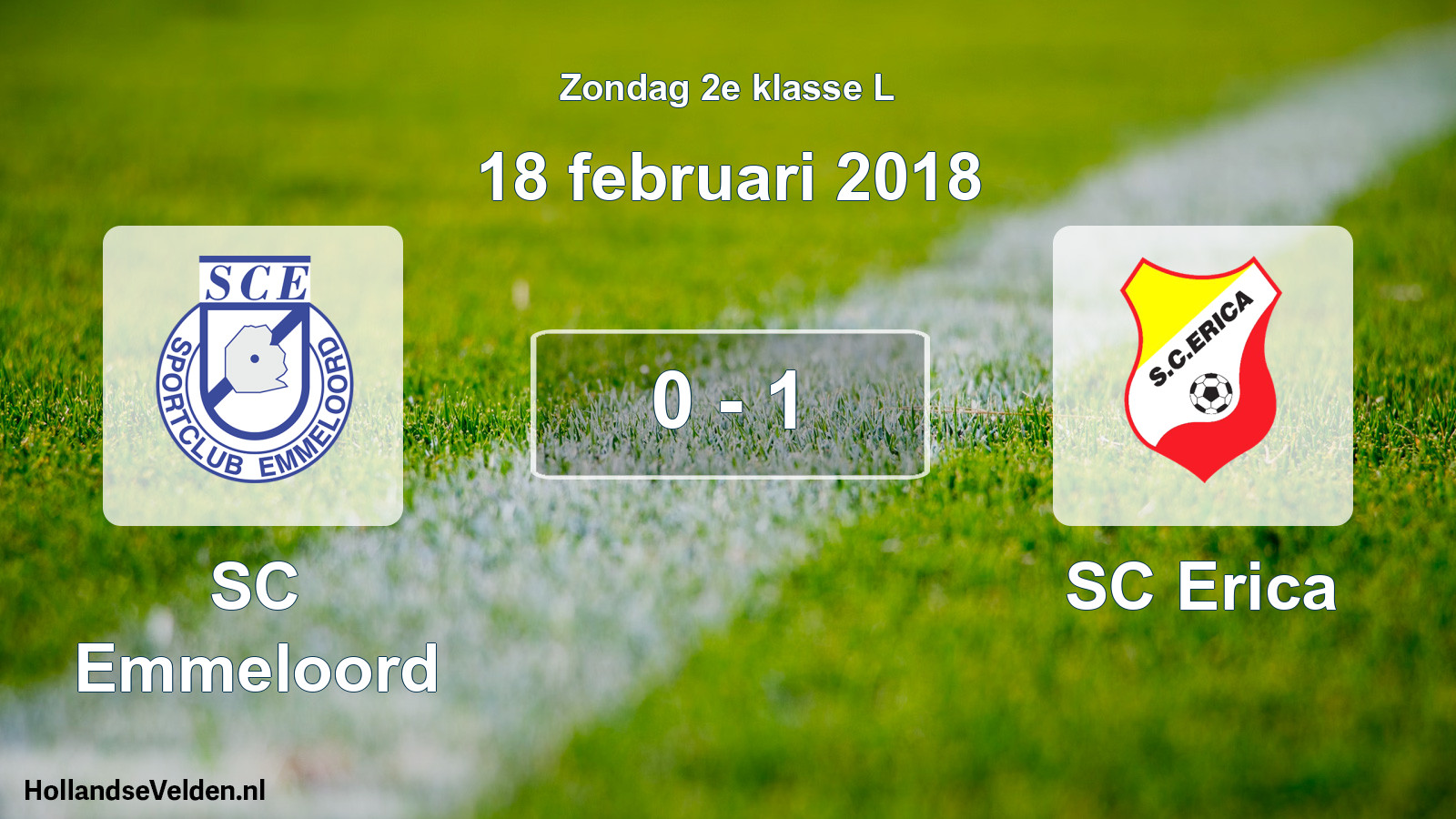 Total number of matches played: SC Emmeloord - SC Erica 0 - 1 (18 February 2018)
