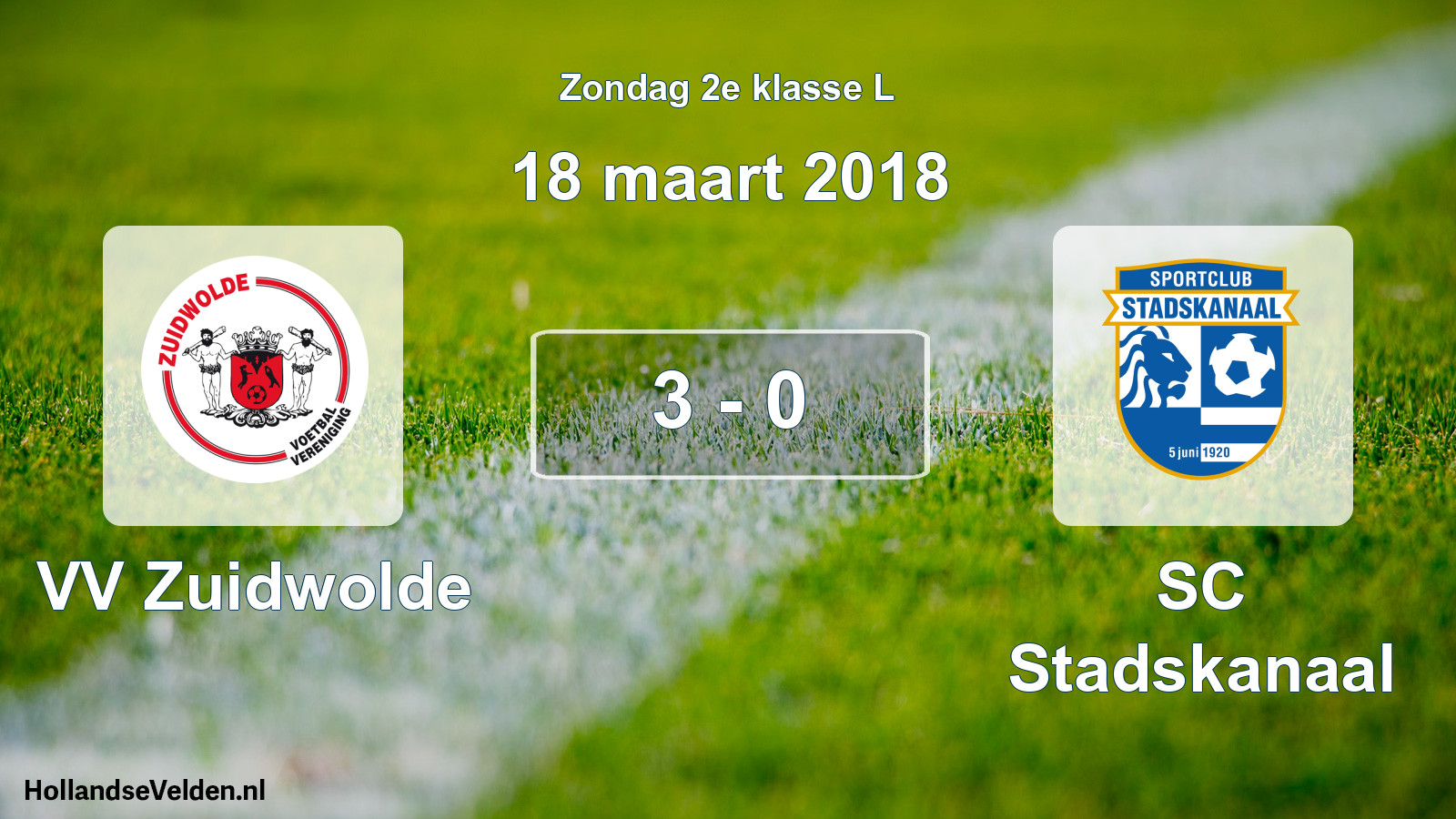 Total number of matches played: VV Zuidwolde - SC Stadskanaal 3 - 0 (18 March 2018)