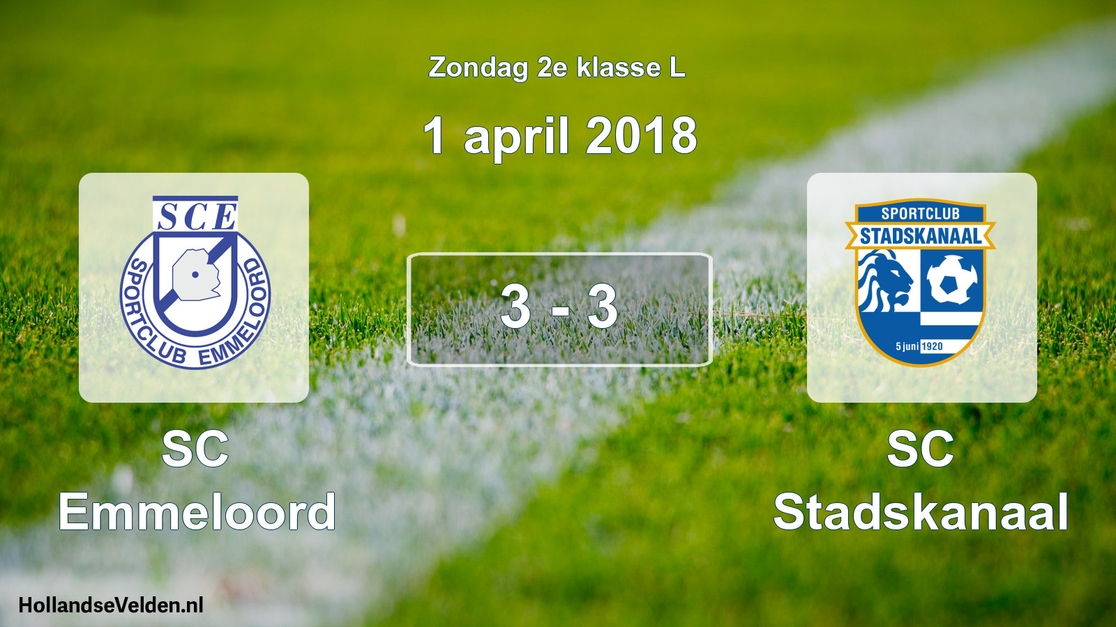 Total number of matches played: SC Emmeloord - SC Stadskanaal 3 - 3 (1 April 2018)