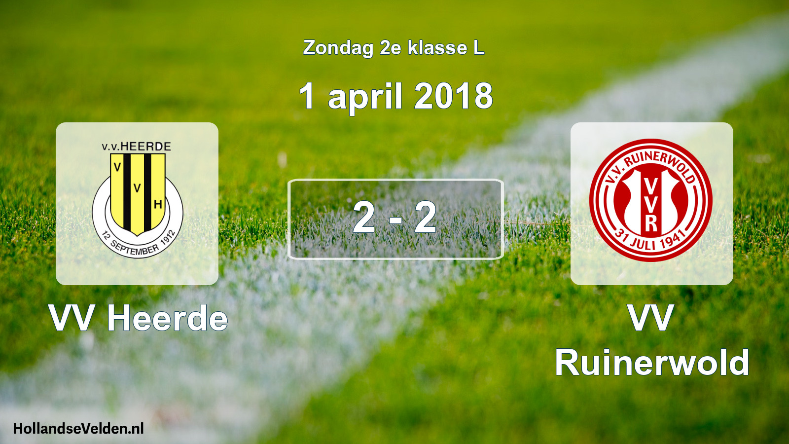 Total number of matches played: VV Heerde - VV Ruinerwold 2 - 2 (1 April 2018)