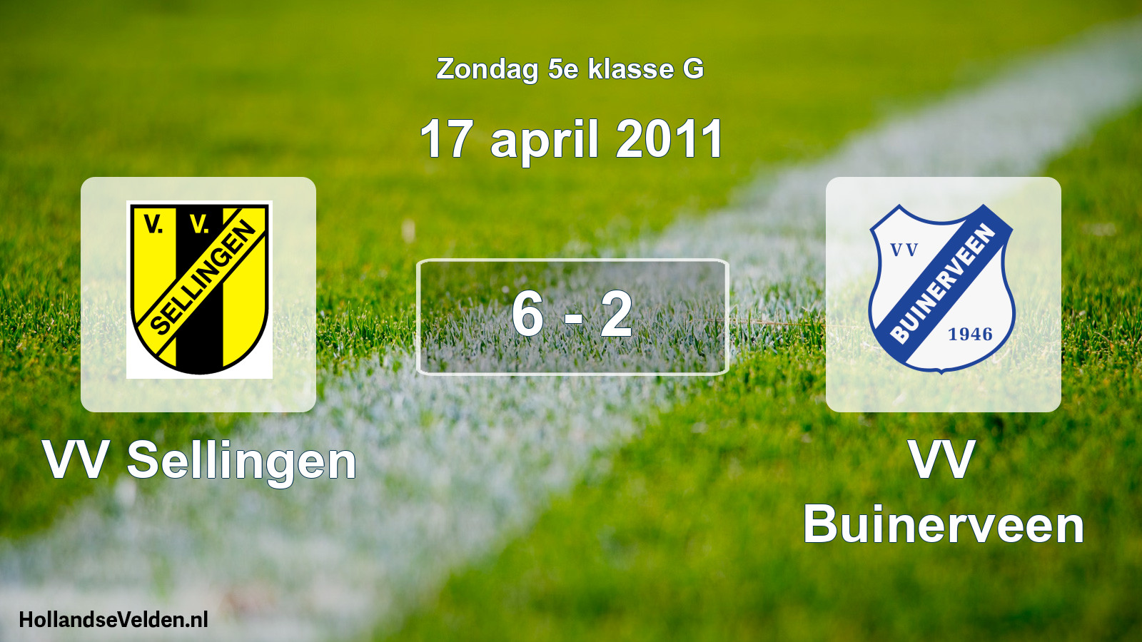 Total number of matches played: VV Sellingen - VV Buinerveen 6 - 2 (17 April 2011)