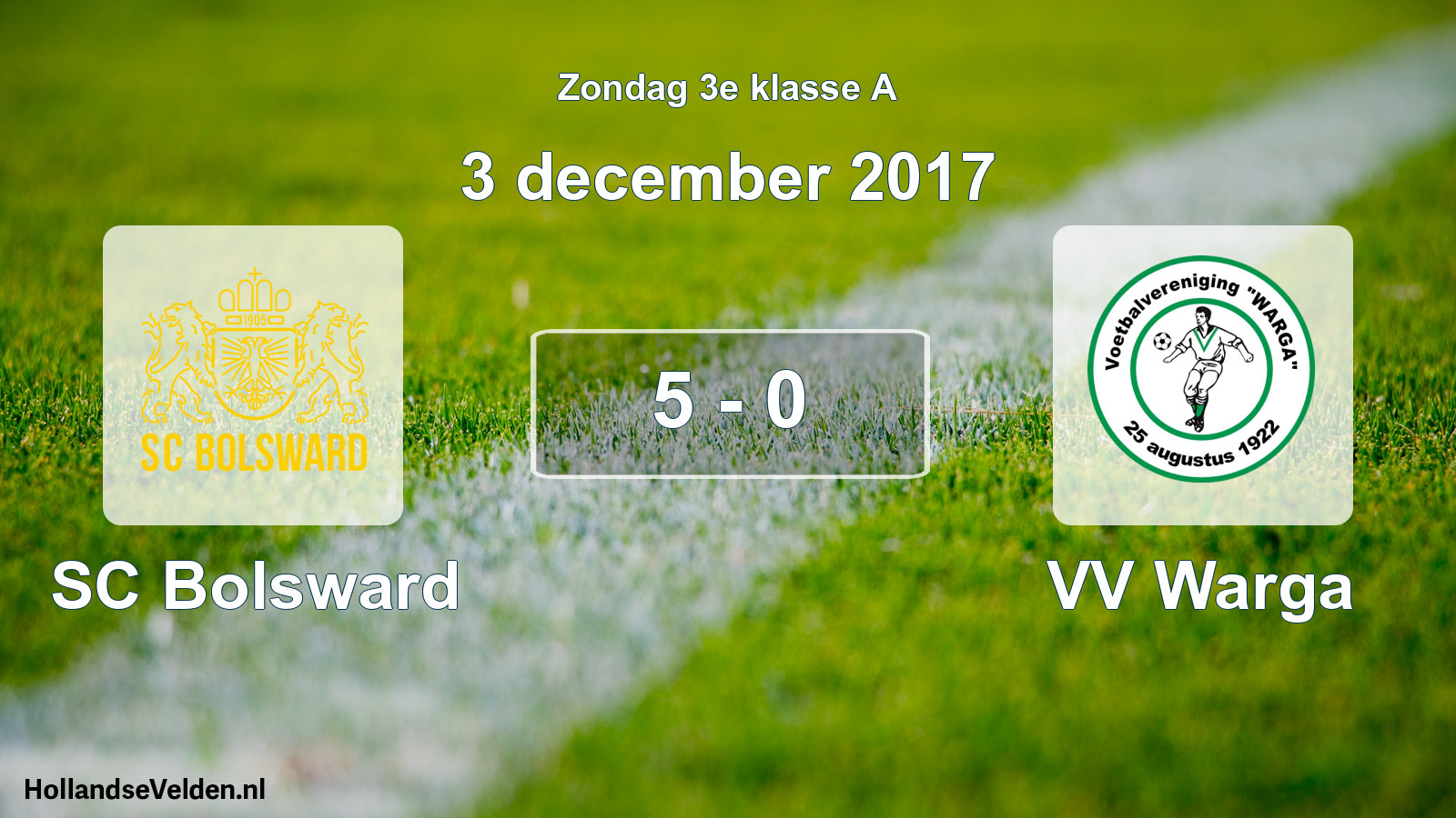 Total number of matches played: SC Bolsward - VV Warga 5 - 0 (3 December 2017)