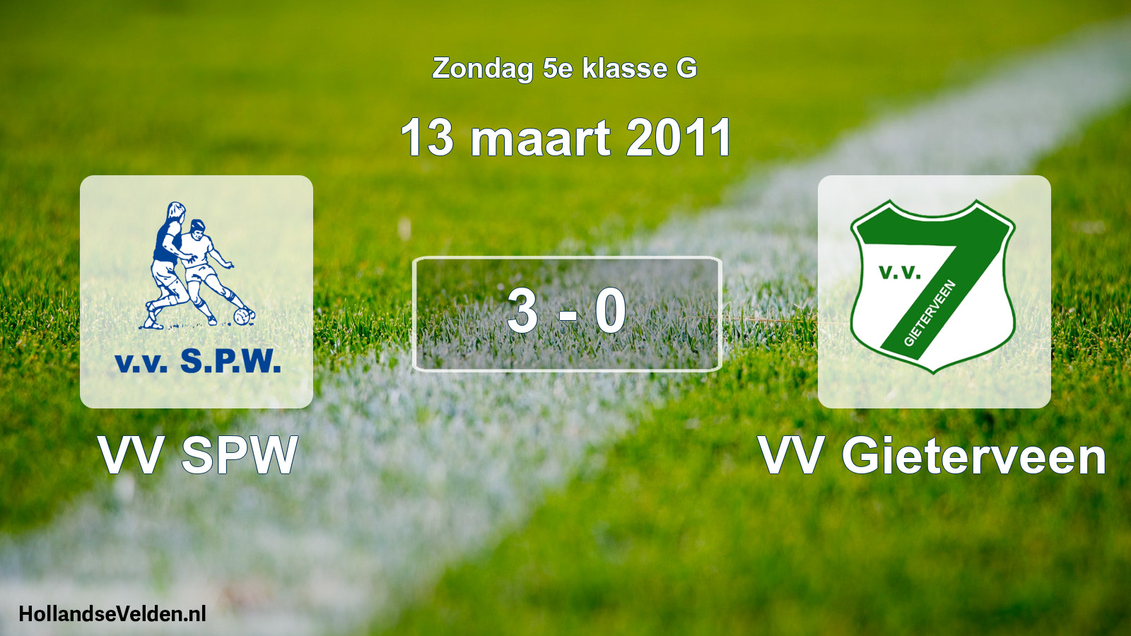 Total number of matches played: VV SPW - VV Gieterveen 3 - 0 (13 March 2011)