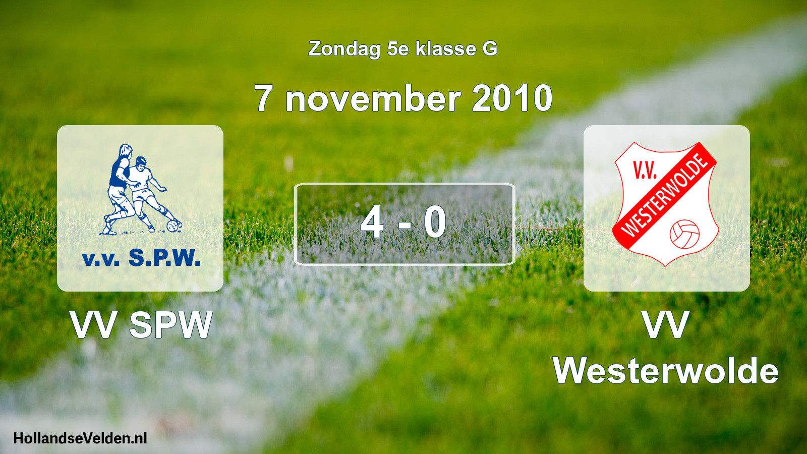 Total number of matches played: VV SPW - VV Westerwolde 4 - 0 (7 November 2010)