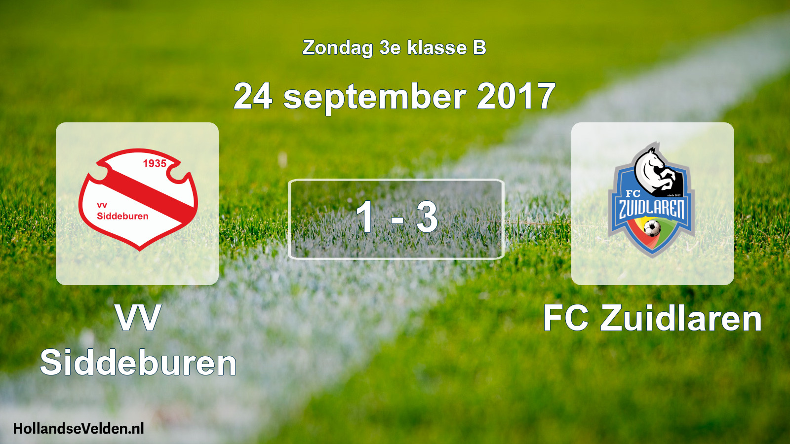 Total number of matches played: VV Siddeburen - FC Zuidlaren 1 - 3 (24 September 2017)
