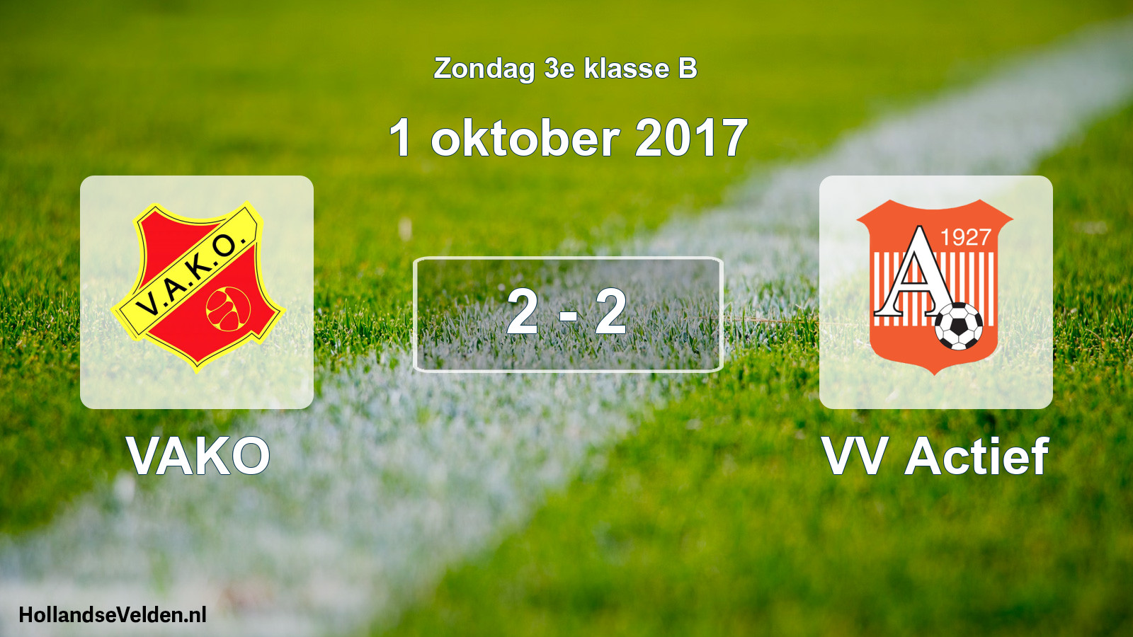 Total number of matches played: VAKO - VV Actief 2 - 2 (1 October 2017)