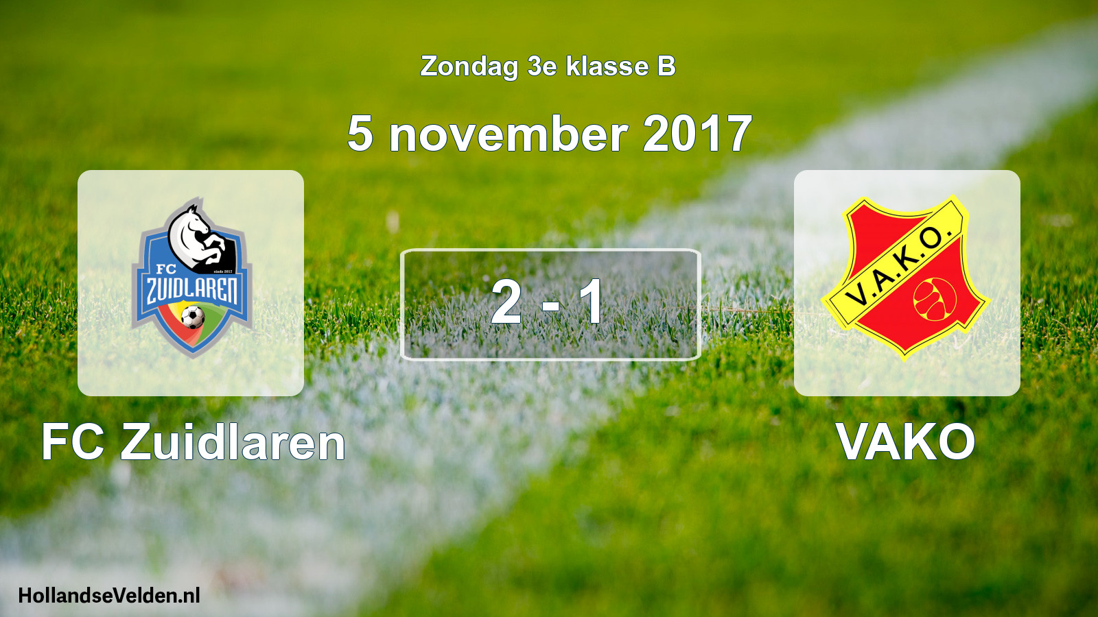 Total number of matches played: FC Zuidlaren - VAKO 2 - 1 (5 November 2017)
