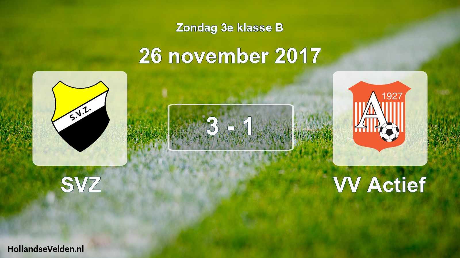 Total number of matches played: SVZ - VV Actief 3 - 1 (26 November 2017)