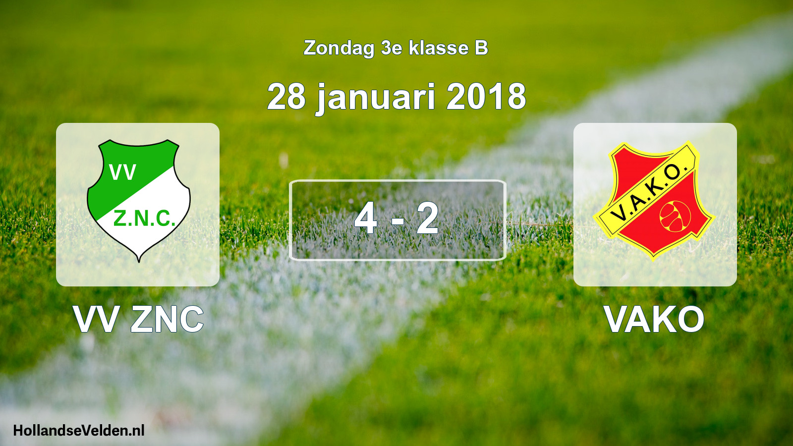 Total number of matches played: VV ZNC - VAKO 4 - 2 (28 January 2018)