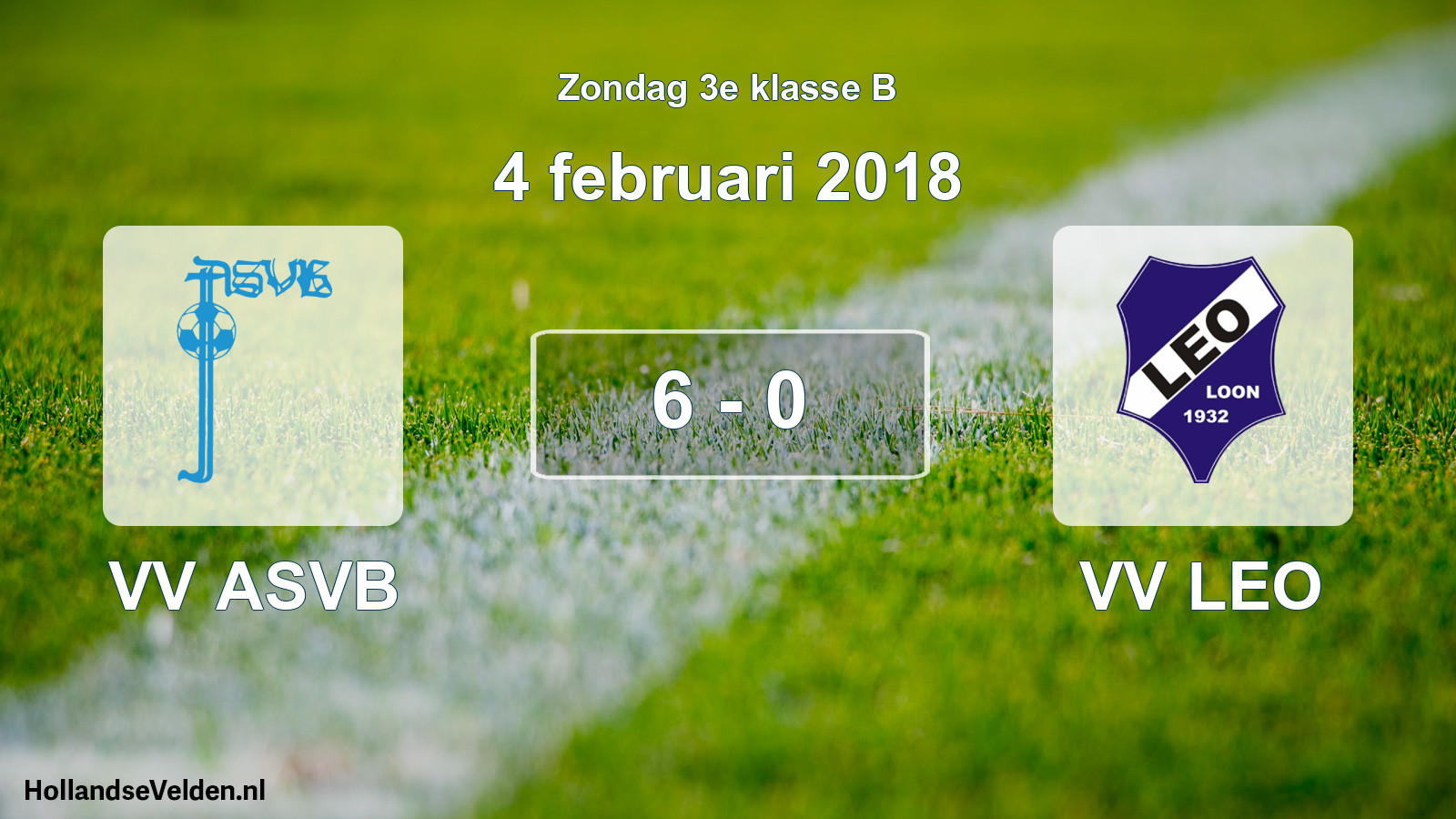 Total number of matches played: VV ASVB - VV LEO 6 - 0 (4 February 2018)