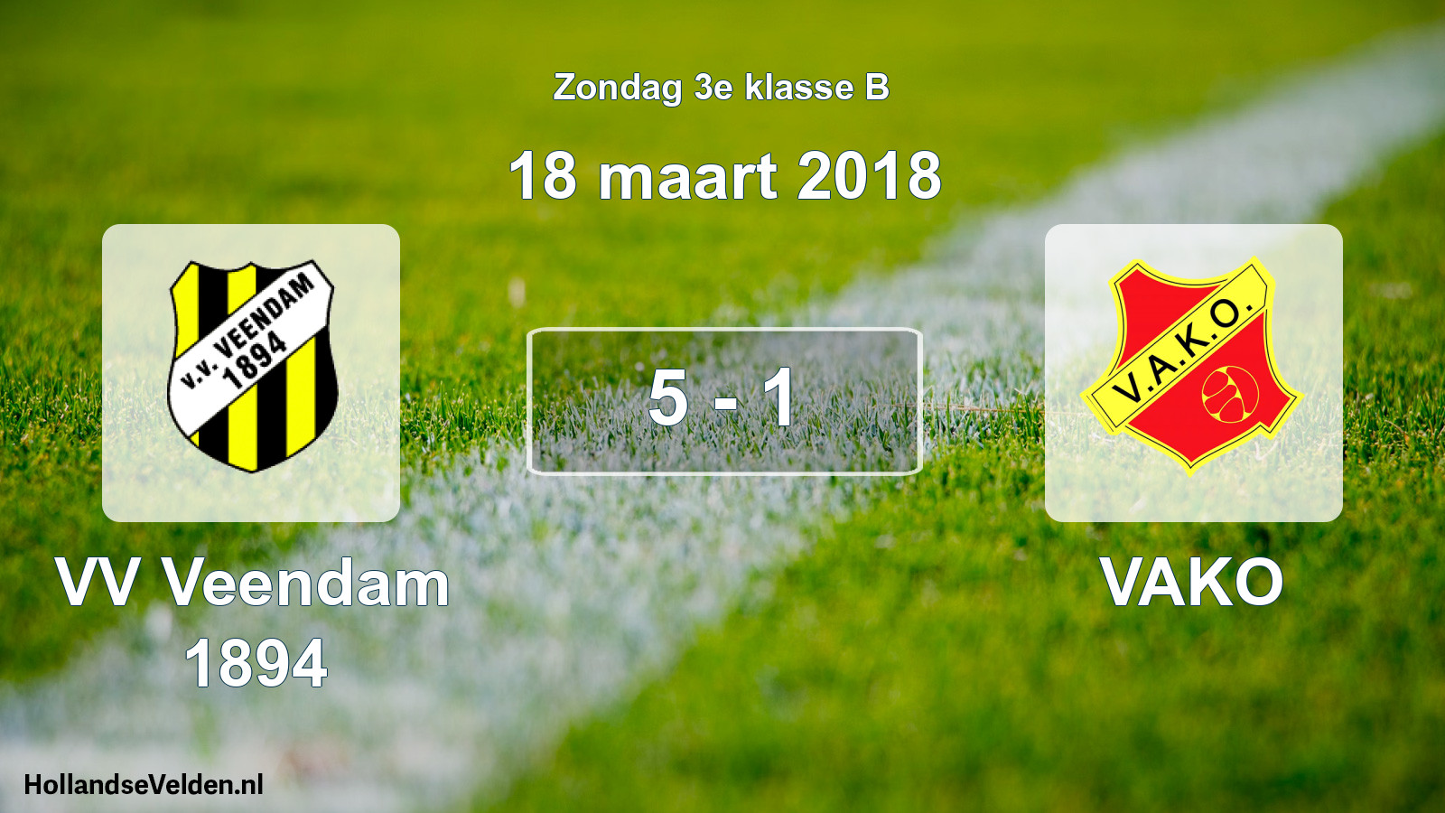 Total number of matches played: VV Veendam 1894 - VAKO 5 - 1 (18 March 2018)