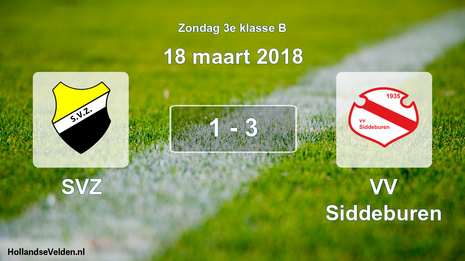 Total number of matches played: SVZ - VV Siddeburen 1 - 3 (18 March 2018)