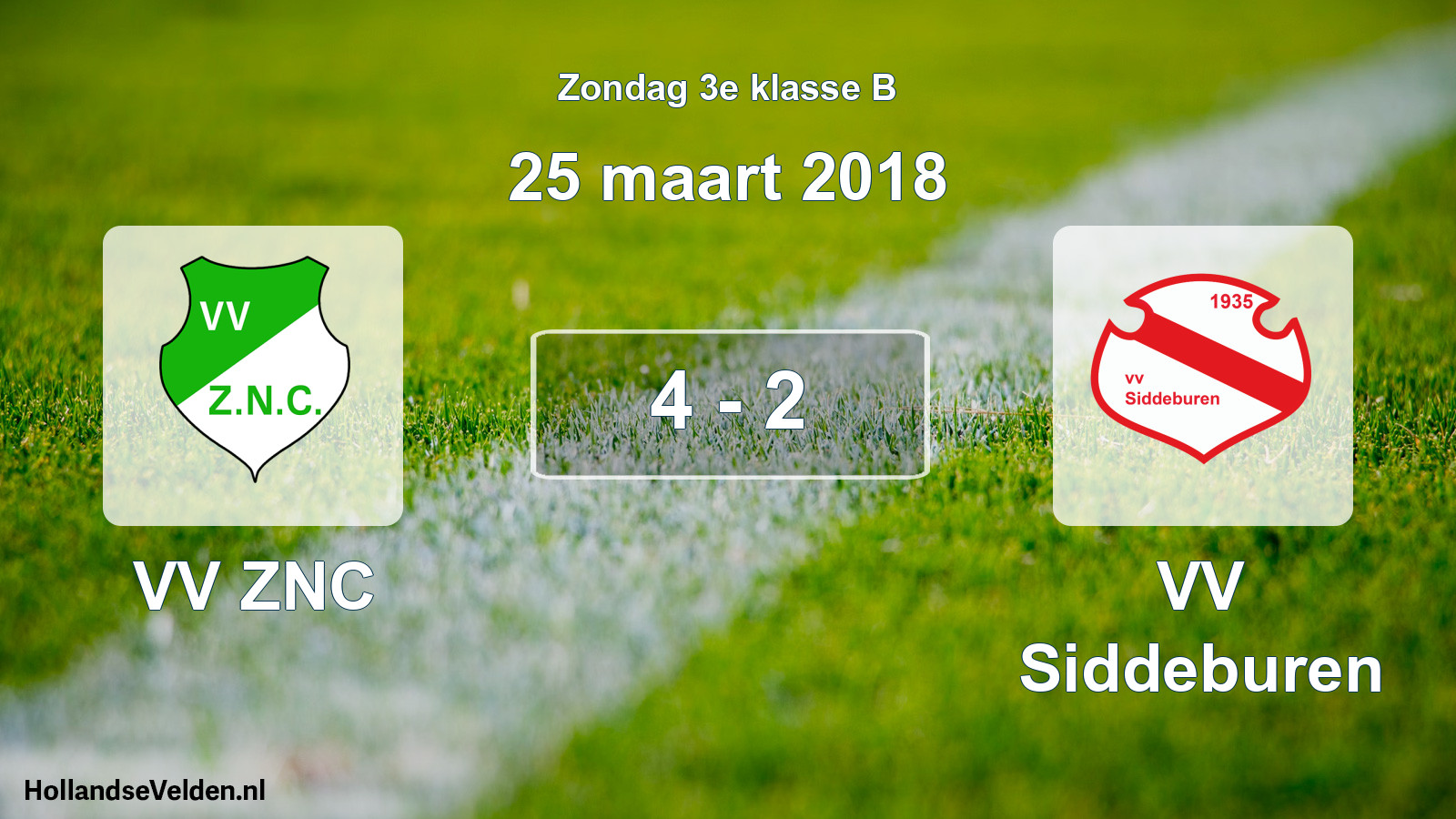 Total number of matches played: VV ZNC - VV Siddeburen 4 - 2 (25 March 2018)