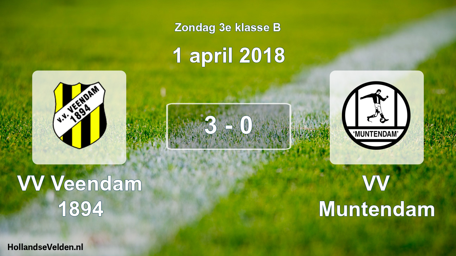 Total number of matches played: VV Veendam 1894 - VV Muntendam 3 - 0 (1 April 2018)