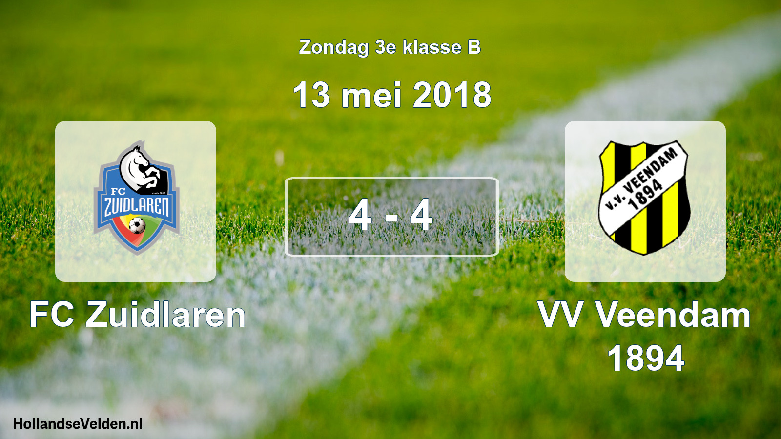 Total number of matches played: FC Zuidlaren - VV Veendam 1894 4 - 4 (13 May 2018)