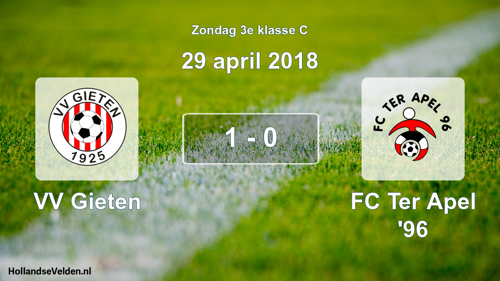 Total number of matches played: VV Gieten - FC Ter Apel '96 1 - 0 (29 April 2018)