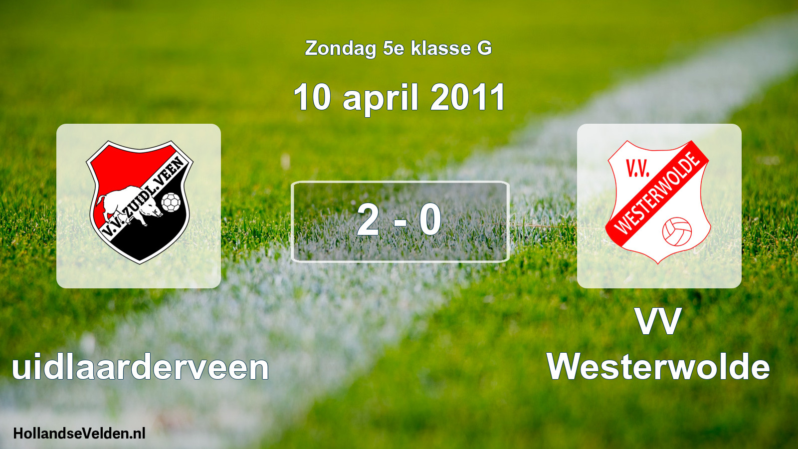 Total number of matches played: Zuidlaarderveen - VV Westerwolde 2 - 0 (10 April 2011)