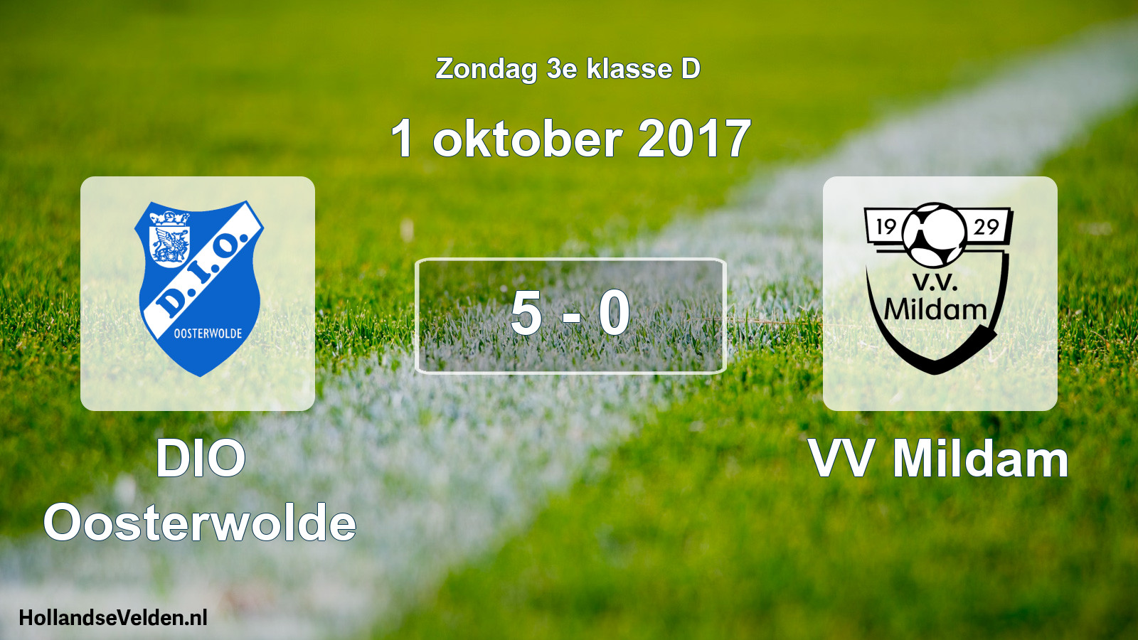 Total number of matches played: DIO Oosterwolde - VV Mildam 5 - 0 (1 October 2017)