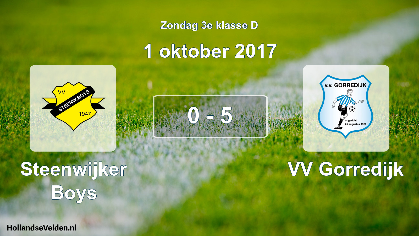 Total number of matches played: Steenwijker Boys - VV Gorredijk 0 - 5 (1 October 2017)