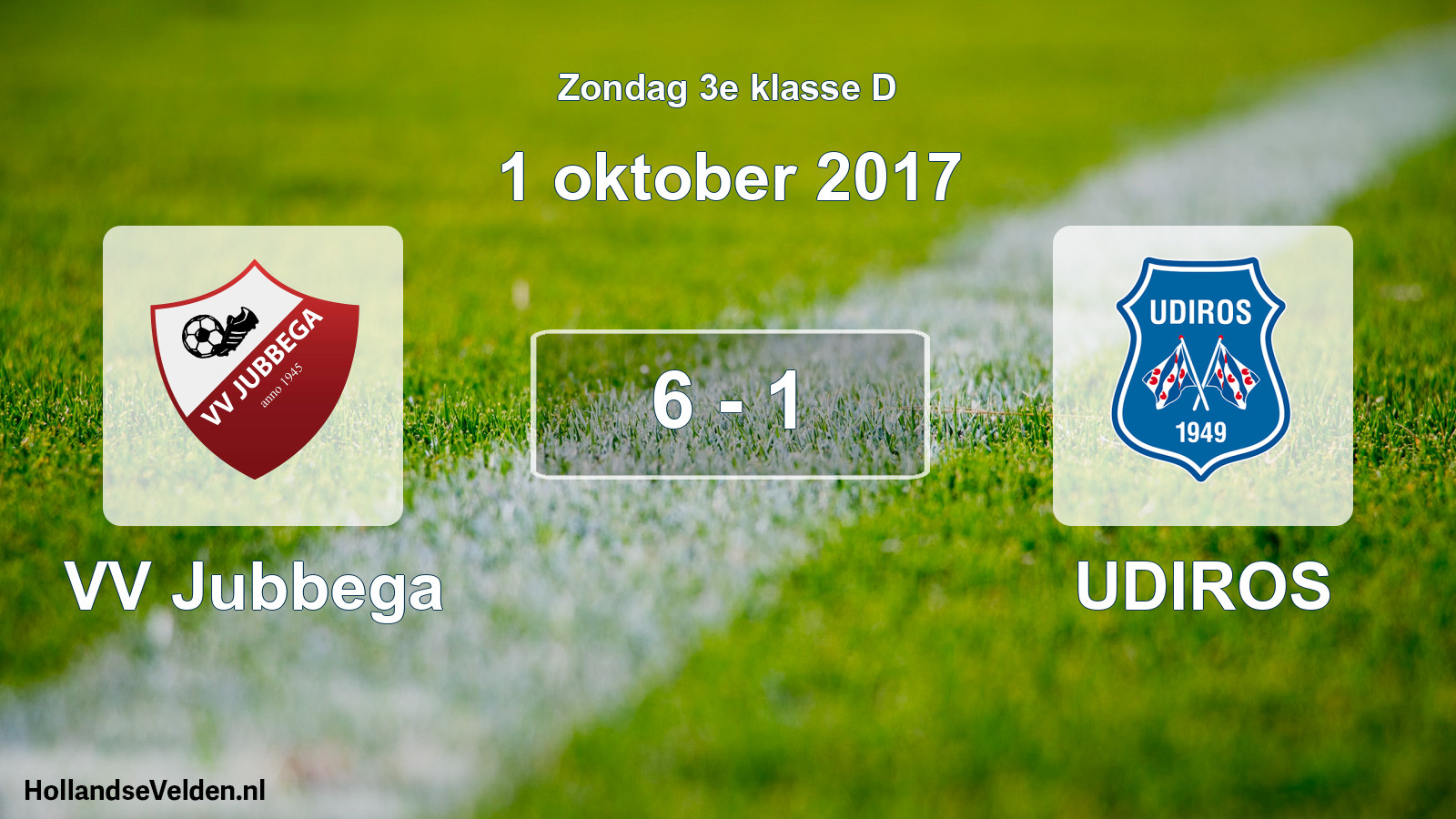 Total number of matches played: VV Jubbega - UDIROS 6 - 1 (1 October 2017)