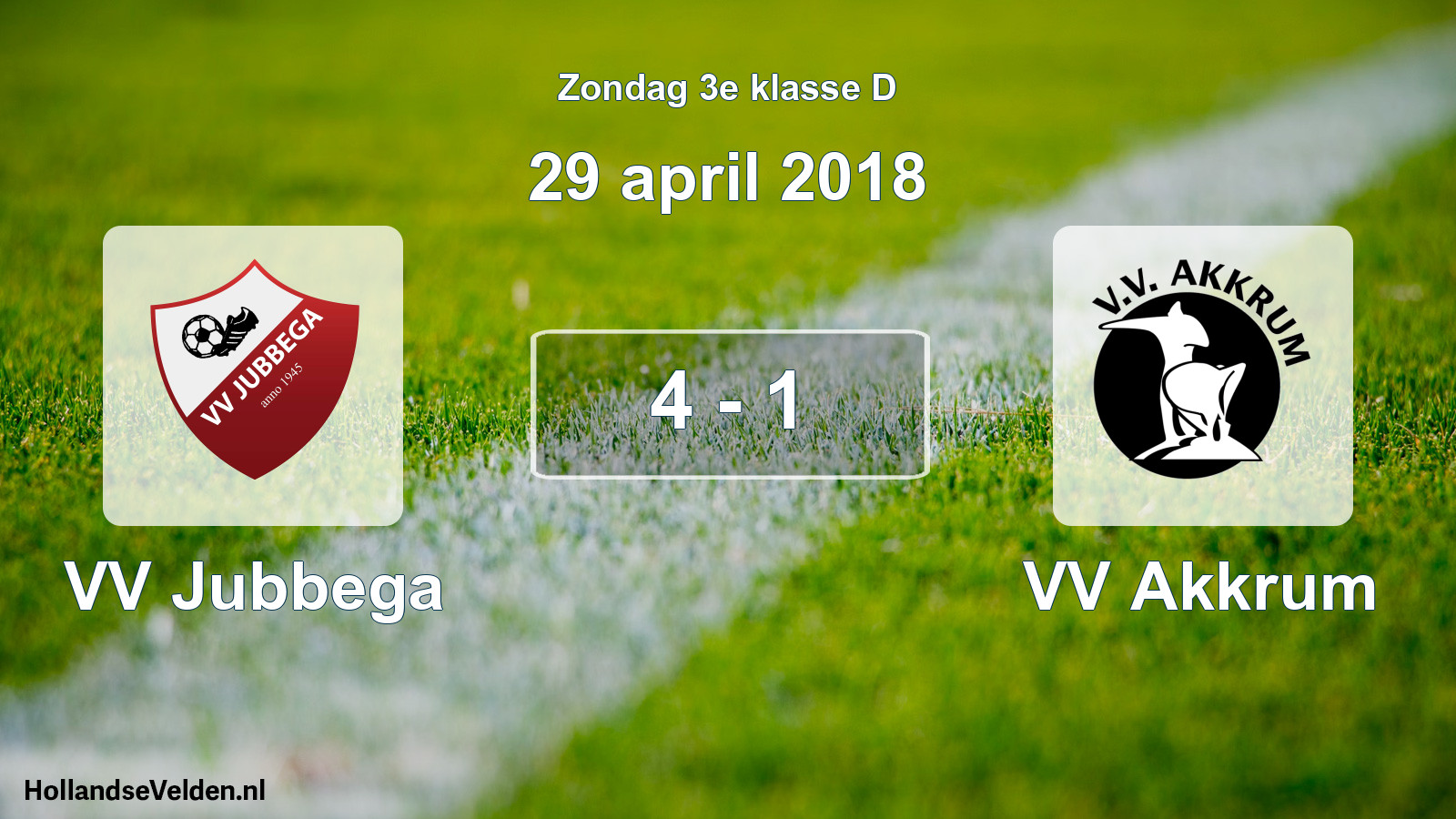 Total number of matches played: VV Jubbega - VV Akkrum 4 - 1 (29 April 2018)
