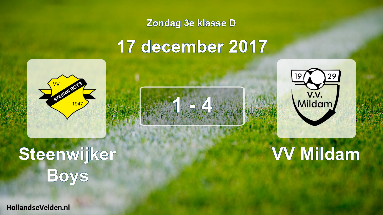 Total number of matches played: Steenwijker Boys - VV Mildam 1 - 4 (17 December 2017)