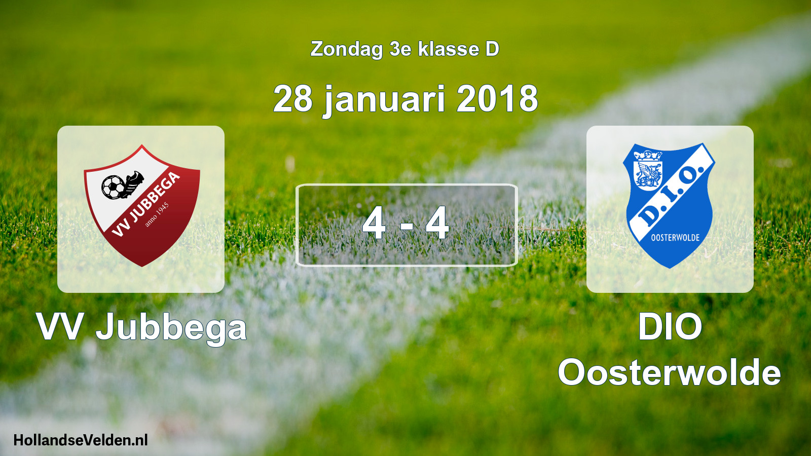 Total number of matches played: VV Jubbega - DIO Oosterwolde 4 - 4 (28 January 2018)