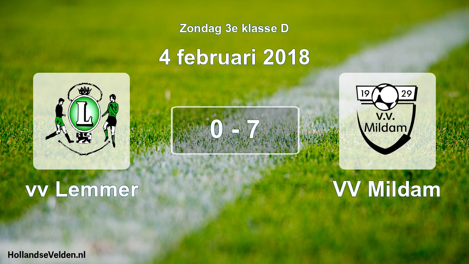 Total number of matches played: vv Lemmer - VV Mildam 0 - 7 (4 February 2018)