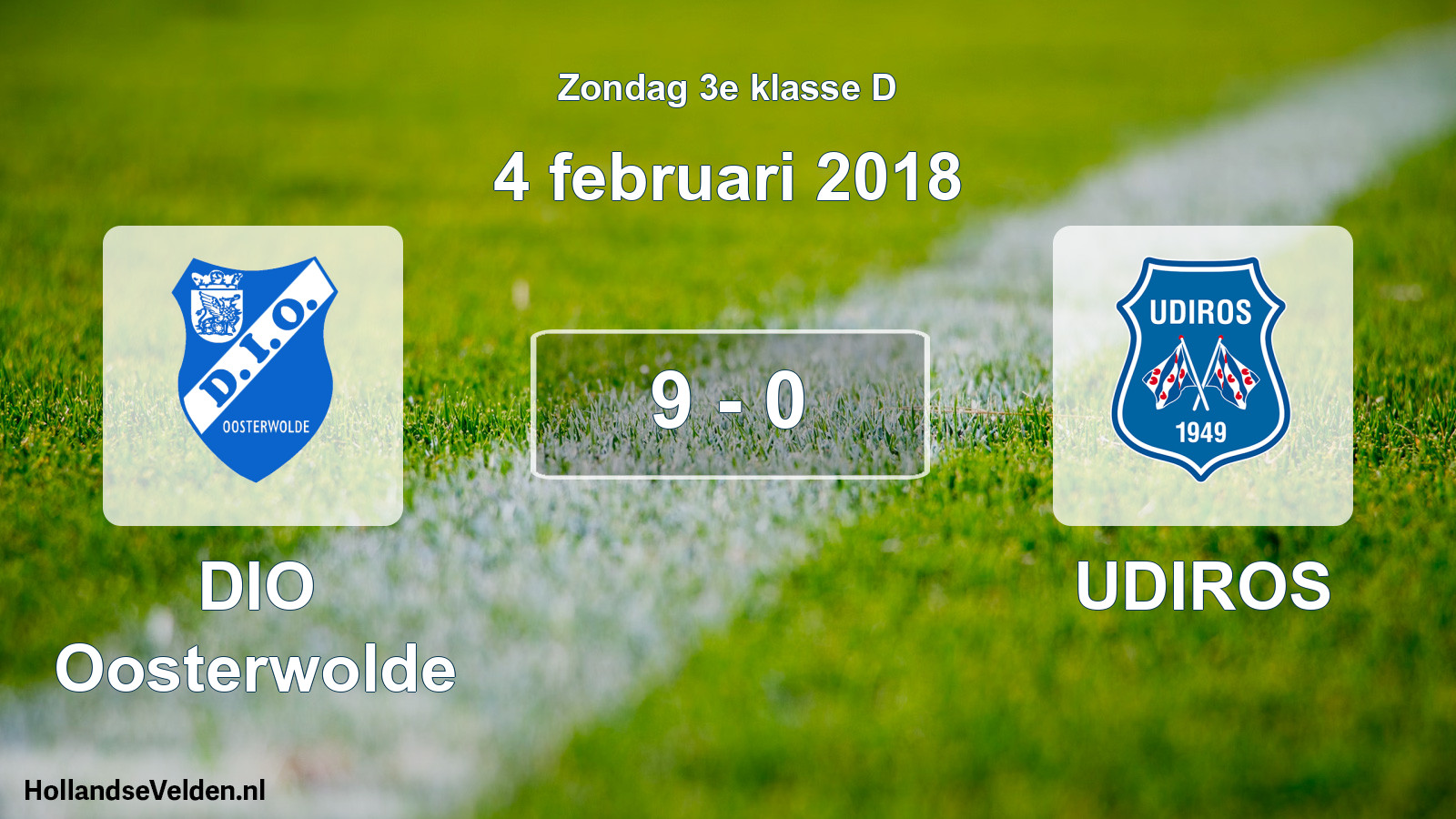 Total number of matches played: DIO Oosterwolde - UDIROS 9 - 0 (4 February 2018)