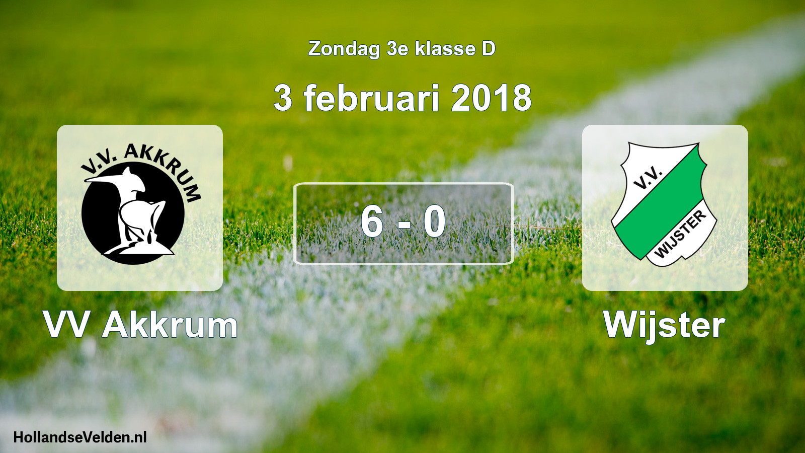 Total number of matches played: VV Akkrum - Wijster 6 - 0 (3 February 2018)