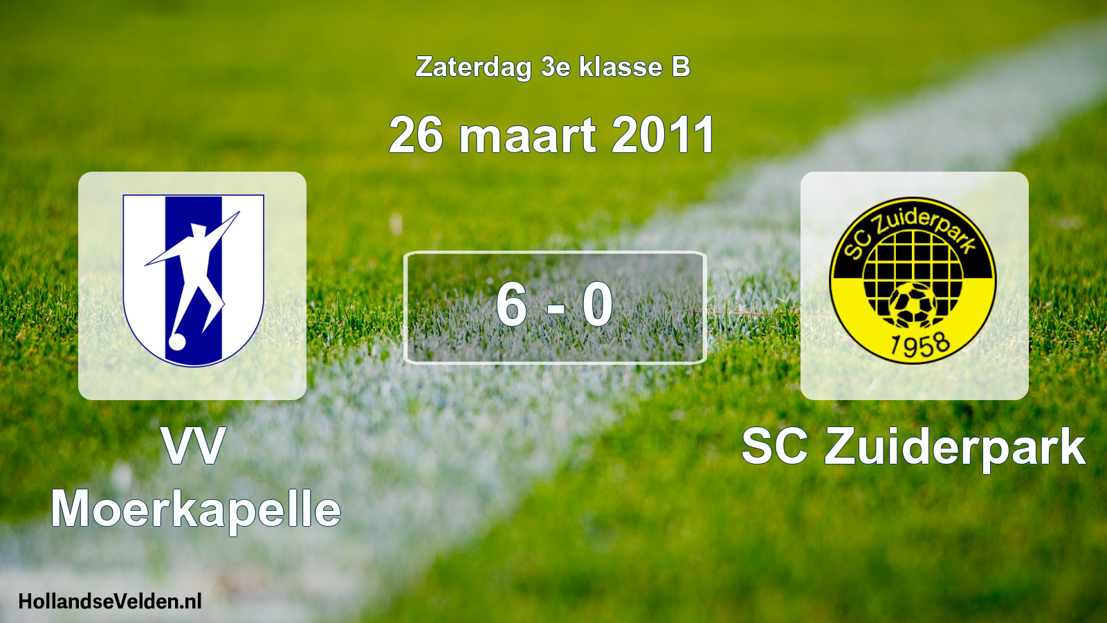 Total number of matches played: VV Moerkapelle - SC Zuiderpark 6 - 0 (26 March 2011)
