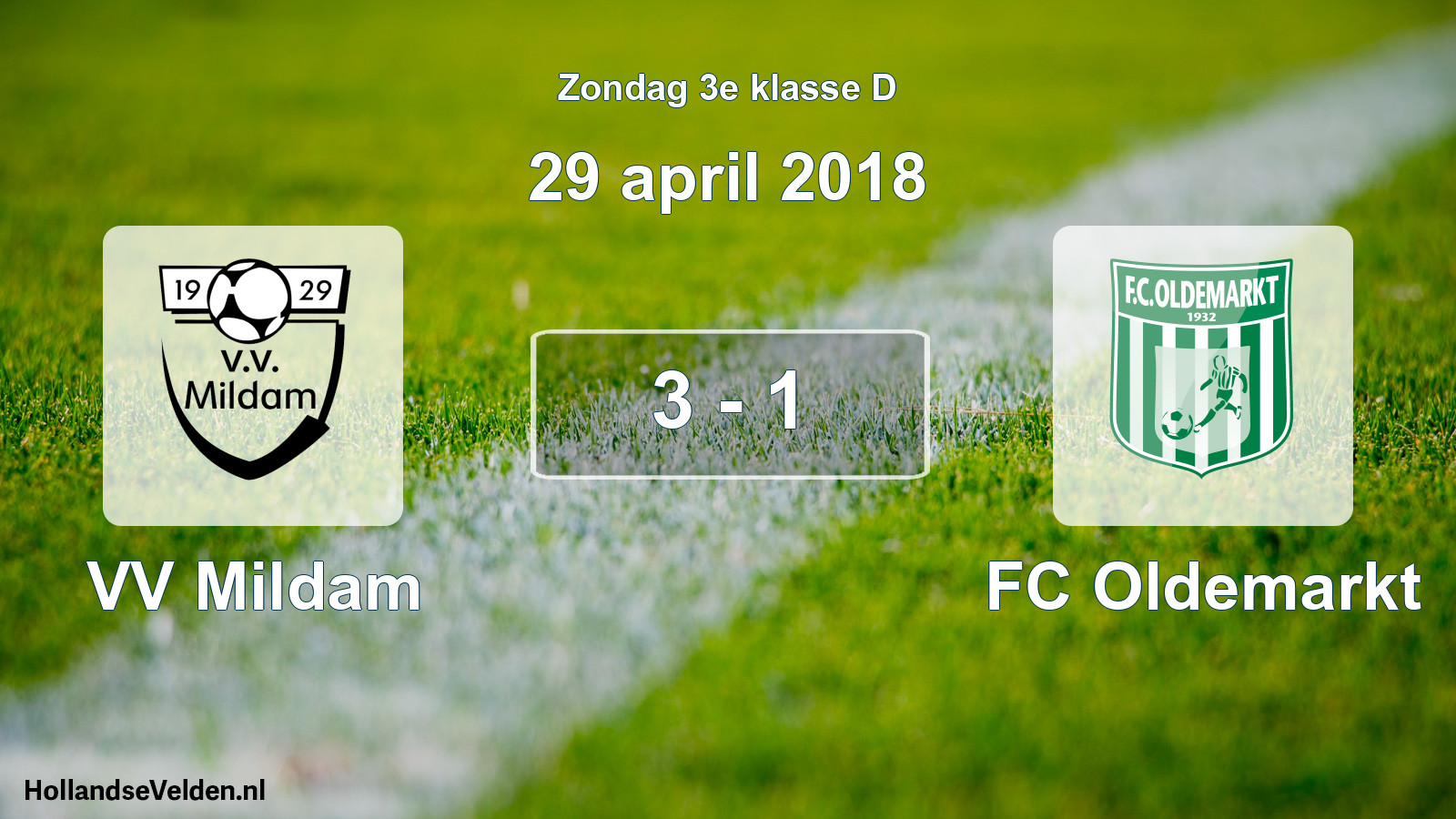 Total number of matches played: VV Mildam - FC Oldemarkt 3 - 1 (29 April 2018)