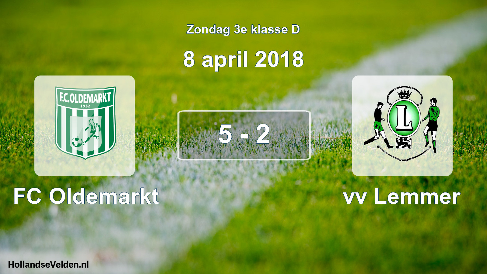 Total number of matches played: FC Oldemarkt - vv Lemmer 5 - 2 (8 April 2018)