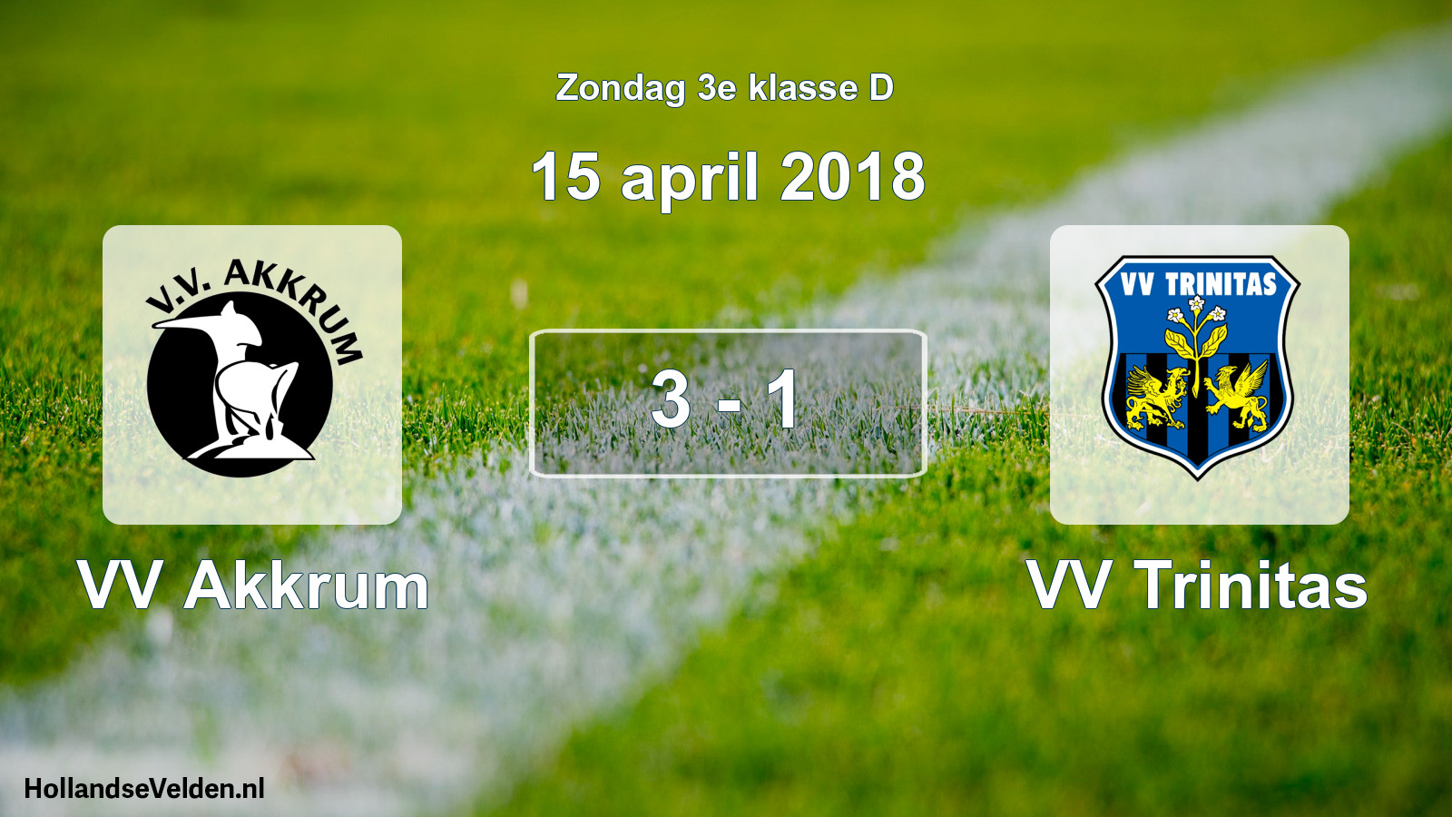 Total number of matches played: VV Akkrum - VV Trinitas 3 - 1 (15 April 2018)