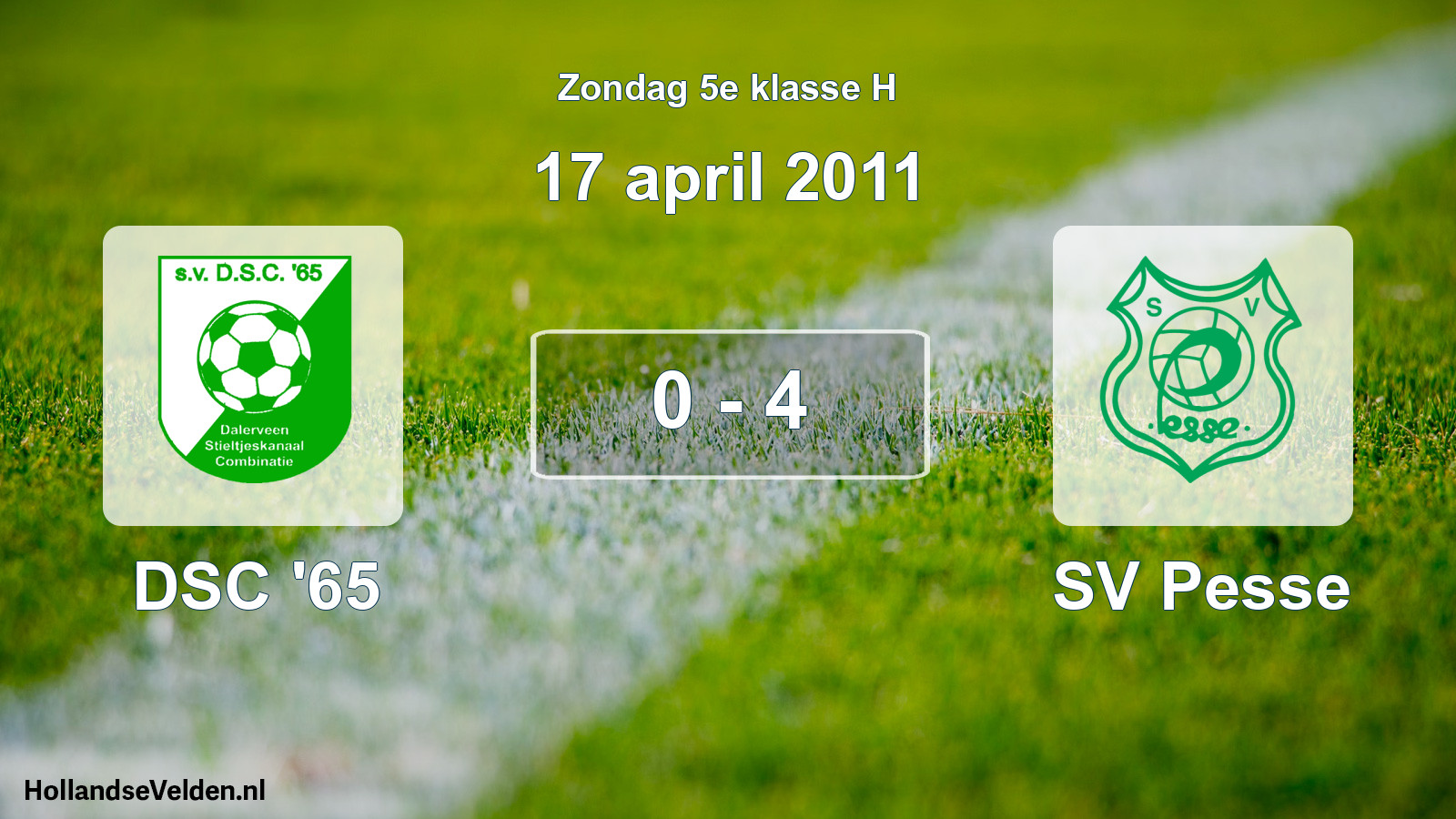 Total number of matches played: DSC '65 - SV Pesse 0 - 4 (17 April 2011)
