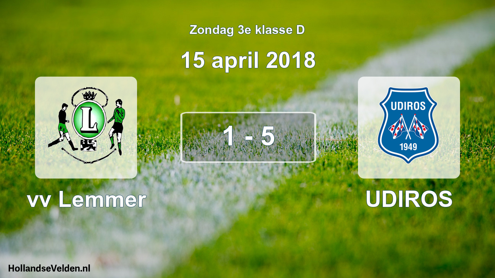 Total number of matches played: vv Lemmer - UDIROS 1 - 5 (15 April 2018)