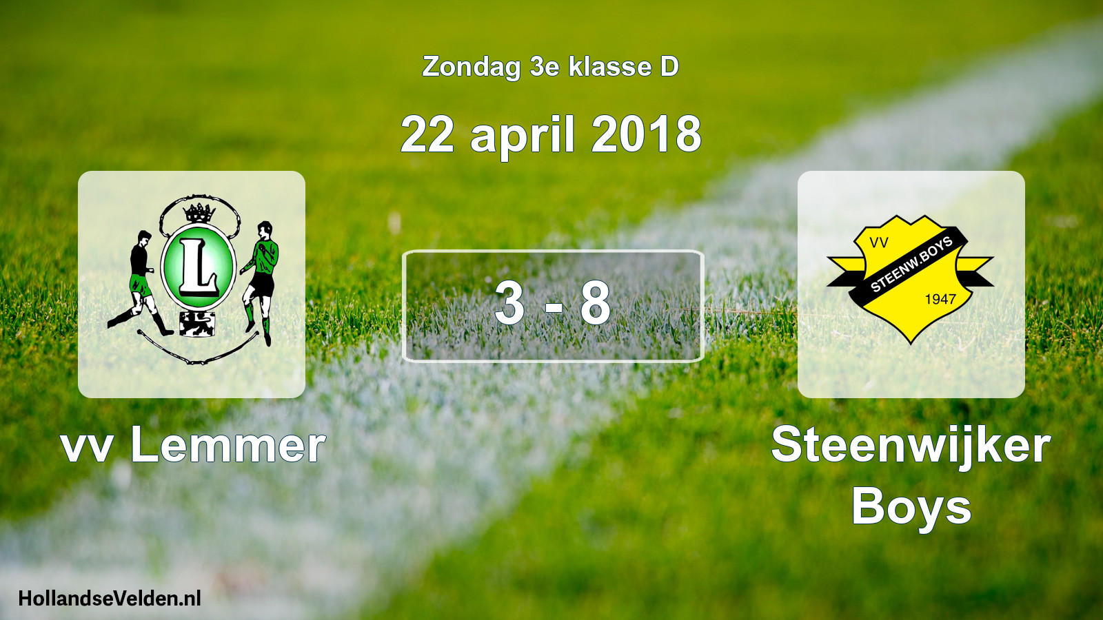Total number of matches played: vv Lemmer - Steenwijker Boys 3 - 8 (22 April 2018)