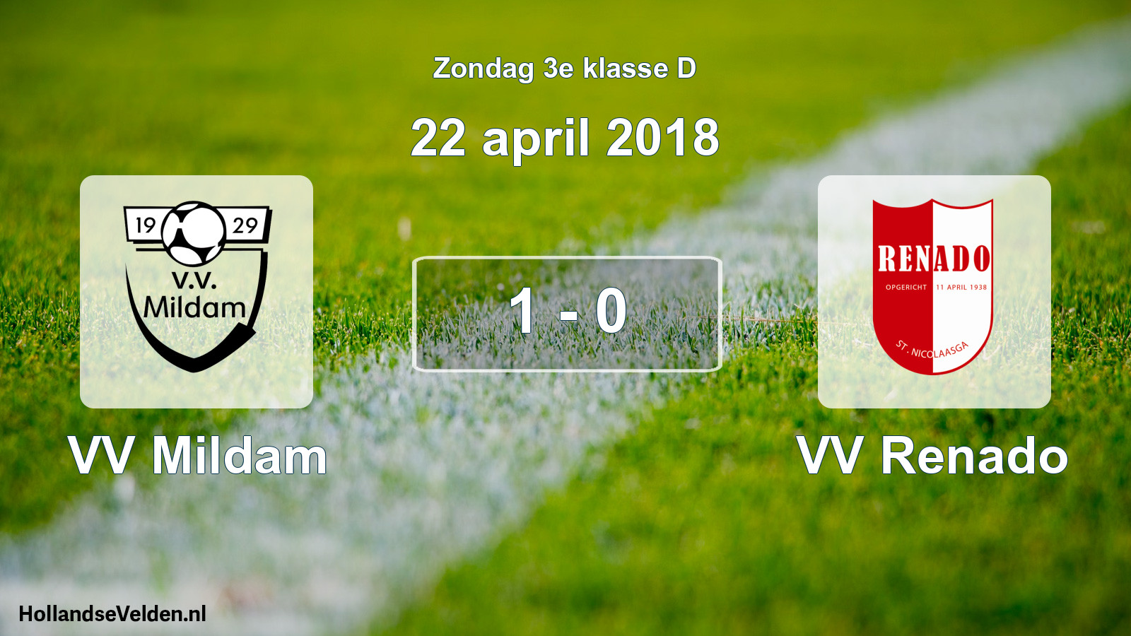 Total number of matches played: VV Mildam - VV Renado 1 - 0 (22 April 2018)