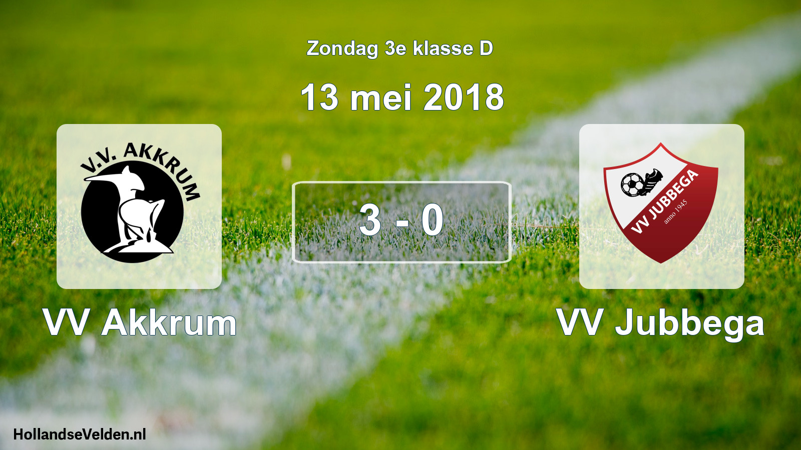 Total number of matches played: VV Akkrum - VV Jubbega 3 - 0 (13 May 2018)