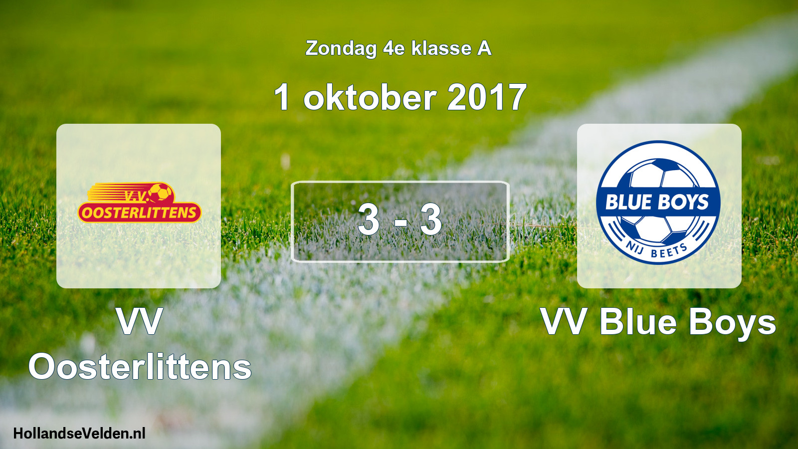 Total number of matches played: VV Oosterlittens - VV Blue Boys 3 - 3 (1 October 2017)