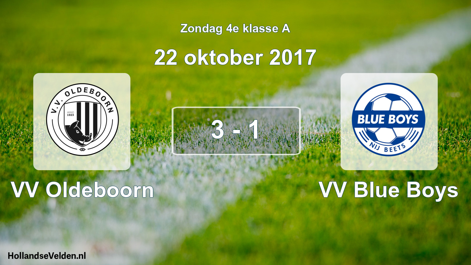 Total number of matches played: VV Oldeboorn - VV Blue Boys 3 - 1 (22 October 2017)