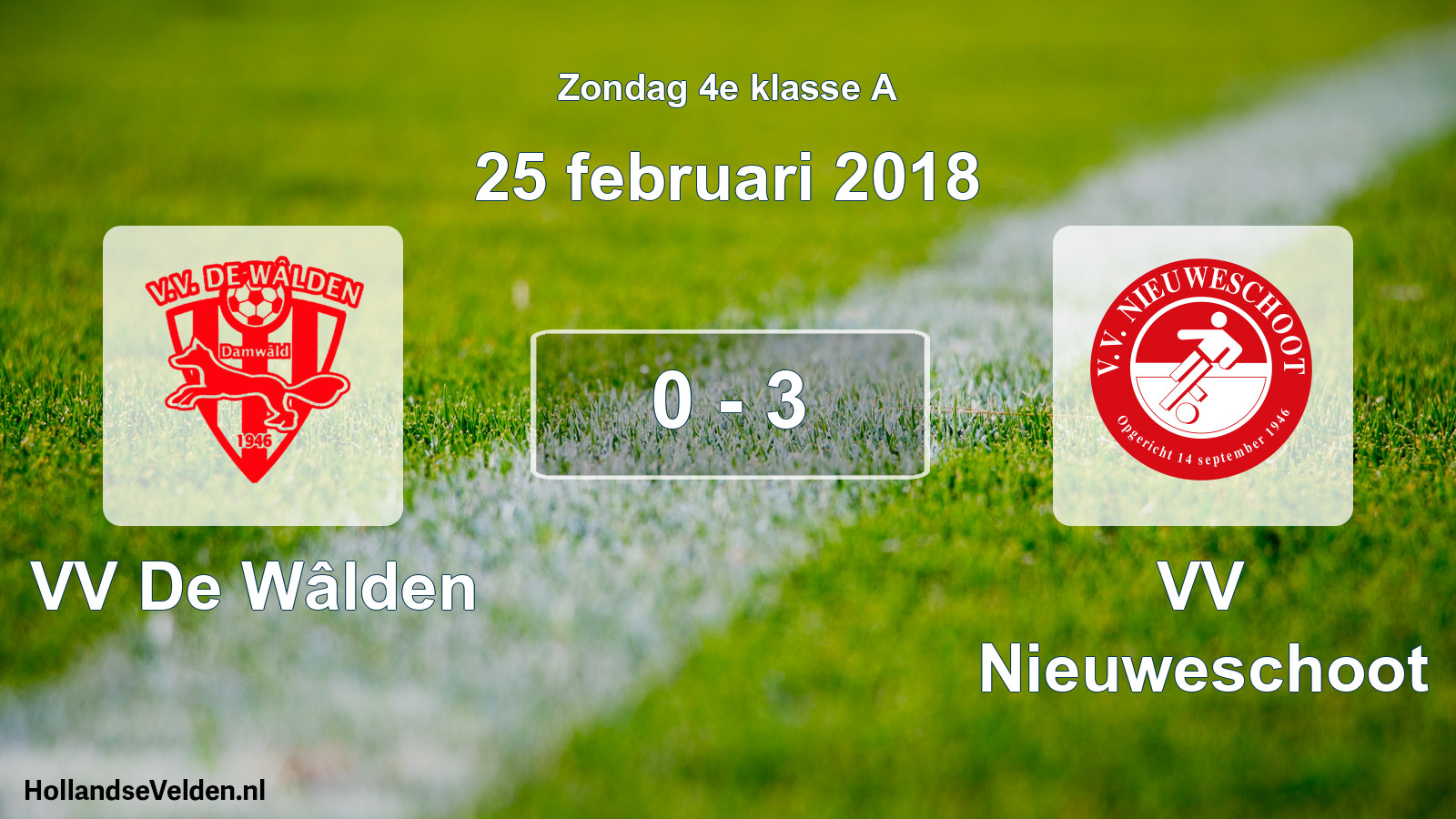 Total number of matches played: VV De Wâlden - VV Nieuweschoot 0 - 3 (25 February 2018)