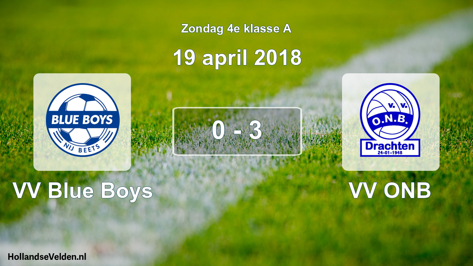 Total number of matches played: VV Blue Boys - VV ONB 0 - 3 (19 April 2018)
