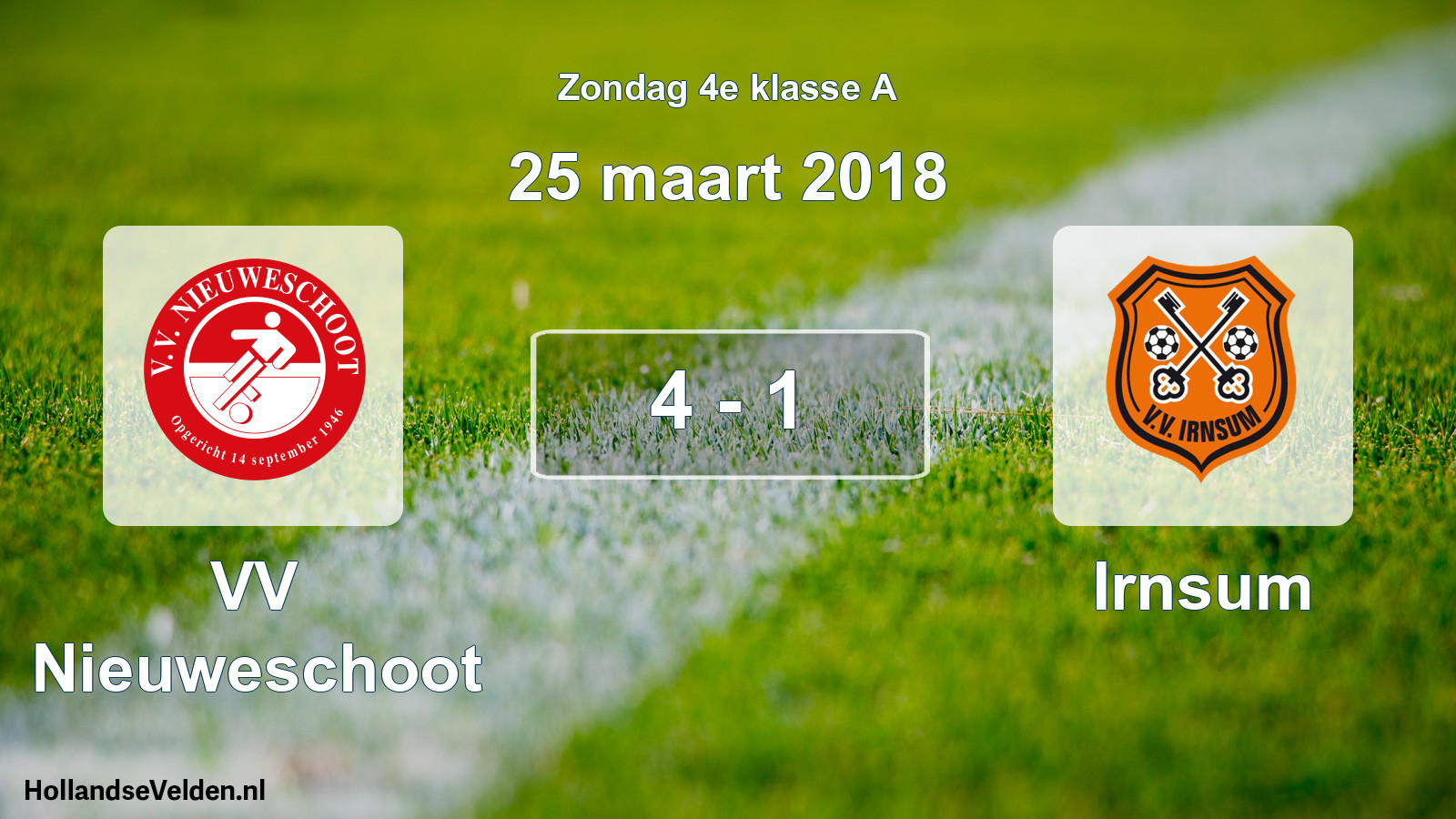 Total number of matches played: VV Nieuweschoot - Irnsum 4 - 1 (25 March 2018)